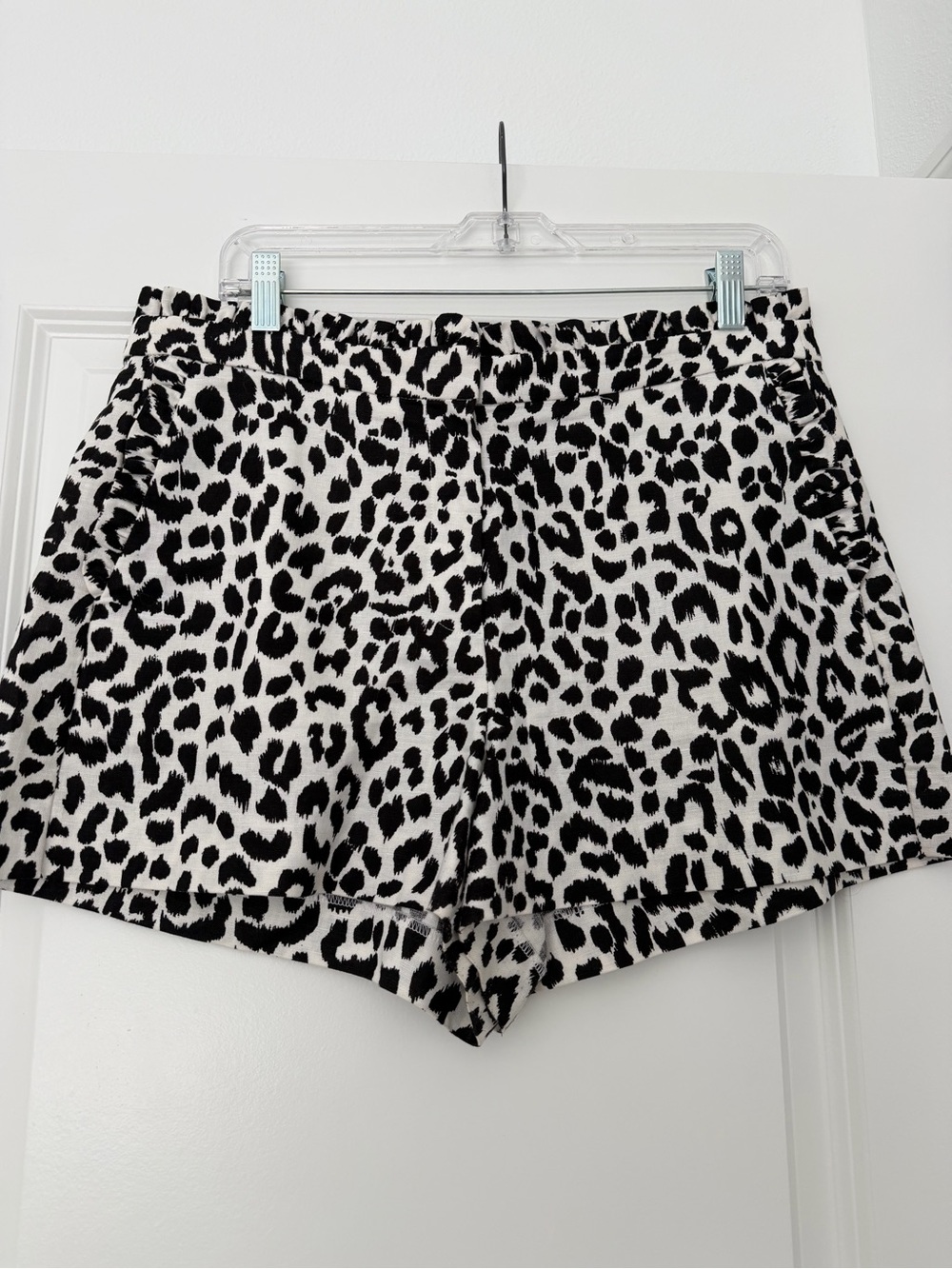 J. Crew Black and White Leopard High-Waist Shorts